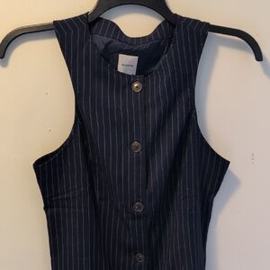 Maeve Dark Blue Striped Sleeveless Blouse